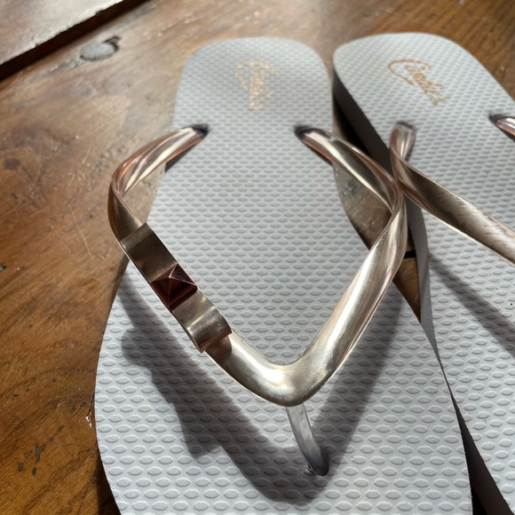 Rose Gold White Candies flip flops L 9/10 - Picture 5 of 5